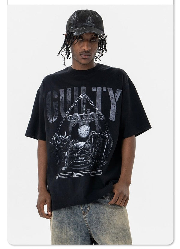 Retro vintage street Printing T-Shirt —- 7091