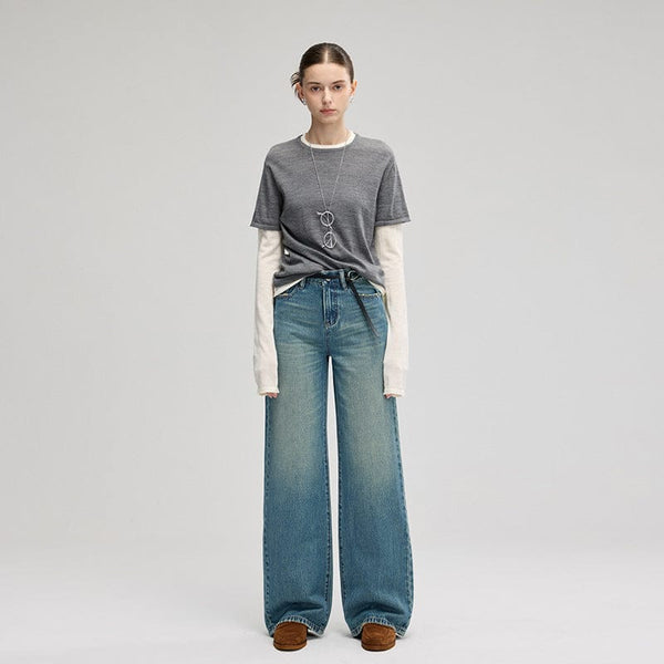 Retro Wide-Leg Denim Elegance