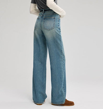 TALKLESSFASHION Retro Wide-Leg Denim Elegance
