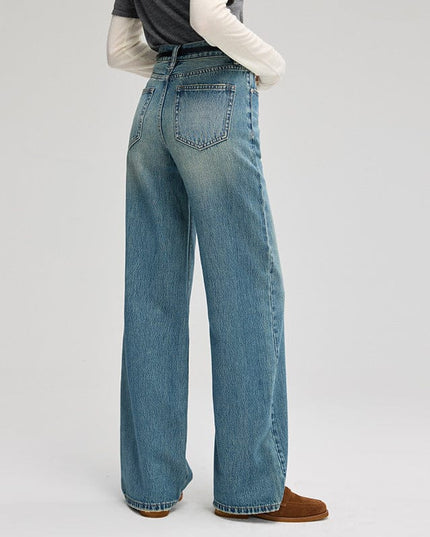 TALKLESSFASHION Retro Wide-Leg Denim Elegance