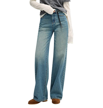 TALKLESSFASHION Retro Wide-Leg Denim Elegance