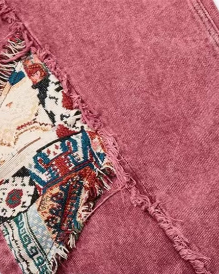TALKLESSFASHION Retro Worn Stitching EdgingJean—5558