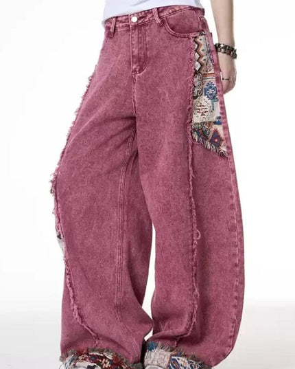 TALKLESSFASHION Retro Worn Stitching EdgingJean—5558