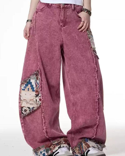 TALKLESSFASHION Retro Worn Stitching EdgingJean—5558
