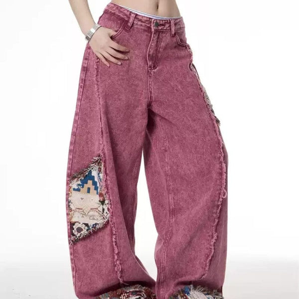 Retro Worn Stitching EdgingJean—5558