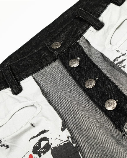 TALKLESSFASHION reversed, wearing large pocket printed jeans
