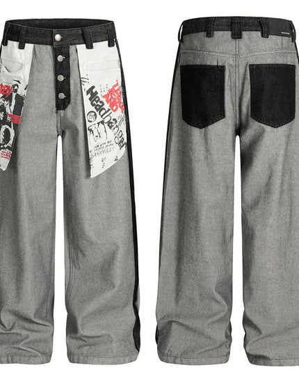 TALKLESSFASHION reversed, wearing large pocket printed jeans