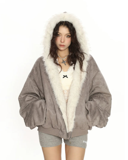 TALKLESSFASHION Reversible Suede Faux Fur Jacket