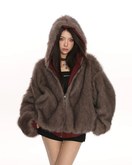 TALKLESSFASHION Reversible Suede Faux Fur Jacket