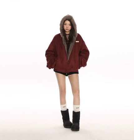 TALKLESSFASHION Reversible Suede Faux Fur Jacket