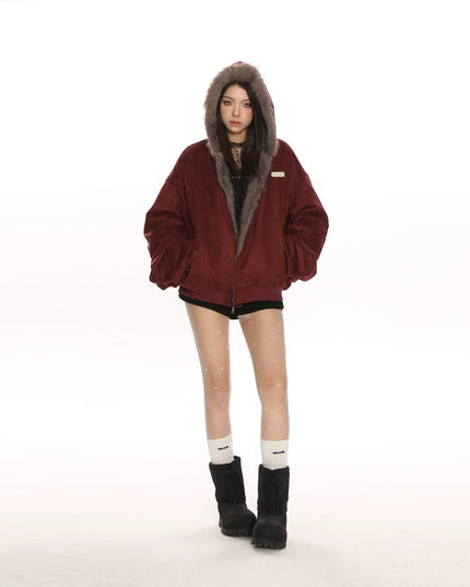 TALKLESSFASHION Reversible Suede Faux Fur Jacket