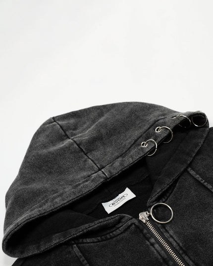 TALKLESSFASHION Ringed Echo Hoodie Jacket