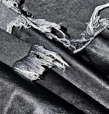 TALKLESSFASHION Ripped Printed Wide-Leg Jeans