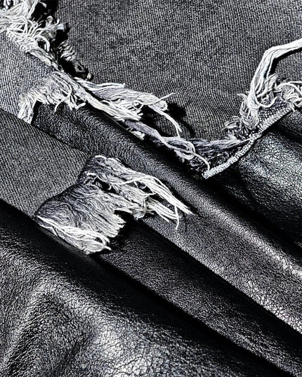 TALKLESSFASHION Ripped Printed Wide-Leg Jeans