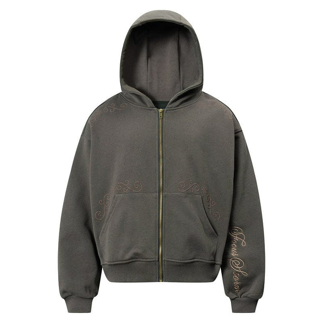 TALKLESSFASHION Rivet Zipper Unisex Hoodie Sweater—2251