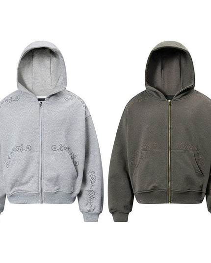 TALKLESSFASHION Rivet Zipper Unisex Hoodie Sweater—2251