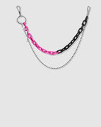 Rose Red and Black Color-Blocked Double Chain (No Scarf))