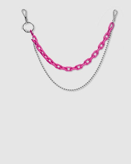 TALKLESSFASHION Rose Red Double Chain (No Scarf)) hip hop pants chain accessoriesins