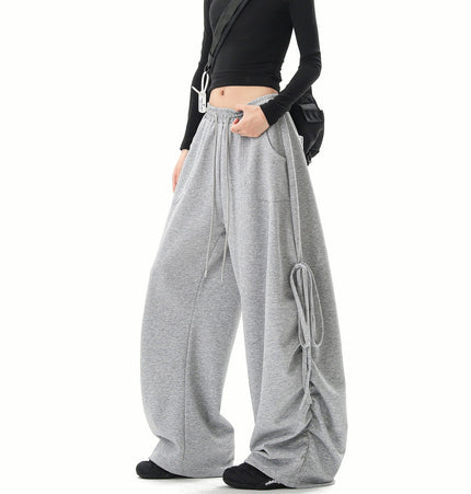 TALKLESSFASHION S / 5334 Slacks American lazy and loose streamer strappy gray sweatpants hot girl jazz dance hip hop loose straight scimitar pants