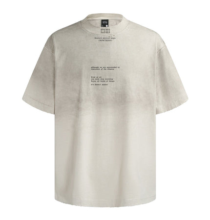 TALKLESSFASHION S / apricot American retro half-spray abrasion wash design sense short sleeve T-shirt for men and women street fashion brand hip-hop loose body shirt