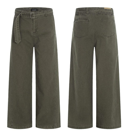 TALKLESSFASHION S / Army Green CK6919 GXFortune American Vintage Design Straight Slacks Men's and Women's Cleanfit slimming wide-leg jeans