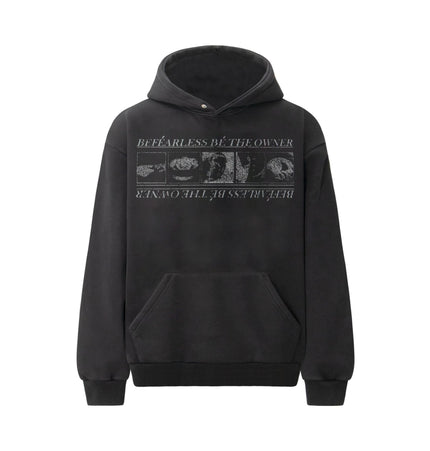 TALKLESSFASHION S / black 2019 American retro trend heavy compound wash abstract pattern design men's hooded loose hooded sweatshirt