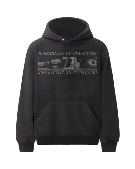 TALKLESSFASHION S / black 2019 American retro trend heavy compound wash abstract pattern design men's hooded loose hooded sweatshirt