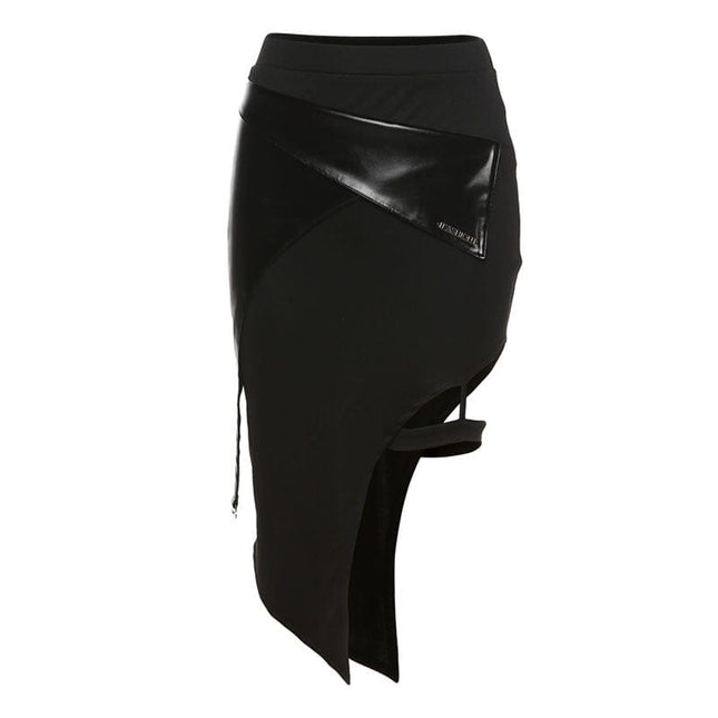 TALKLESSFASHION S / black 2022 cross-border European and American style spring new women's clothing solid color slim high waist fashion irregular slit skirt for women