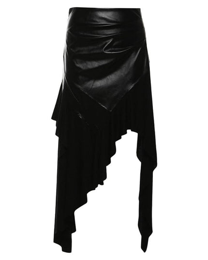 TALKLESSFASHION S / black 2024 Cross-border European and American Style Autumn New Women's Clothing Solid Color Slim Street Fashion High-waisted Irregular Skirt Women