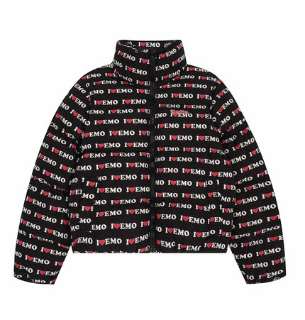 TALKLESSFASHION S / black American Retro Love Letters Cropped Puffer