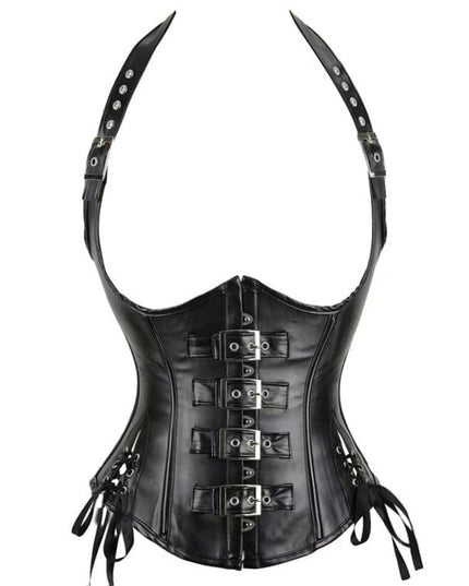 TALKLESSFASHION S / black Cross-border shapewear, European and American corsets, halternecks, black leather, retro gothic corsets, punk clothing shaping