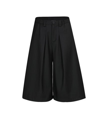 TALKLESSFASHION S / black D2509 American Retro Unisex Pendant Trendy Pleated Design Men's Loose Casual Capri Shorts