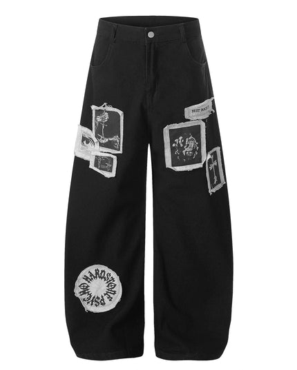 TALKLESSFASHION S / black EON 26 spring new spot American street trendy high street individual pattern design casual trousers men