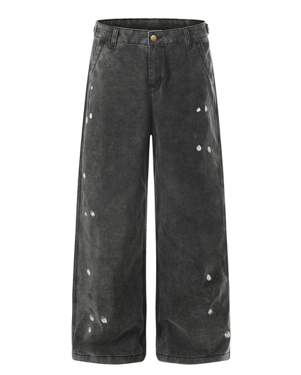 TALKLESSFASHION S / black EON 26 spring new spot American street trendy high street personality splash ink design casual trousers men