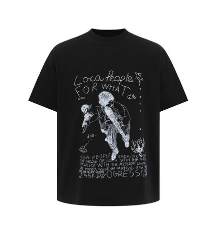 TALKLESSFASHION S / black EON 26 summer new spot American street trendy high street individuality pattern loose short sleeves T-shirt men