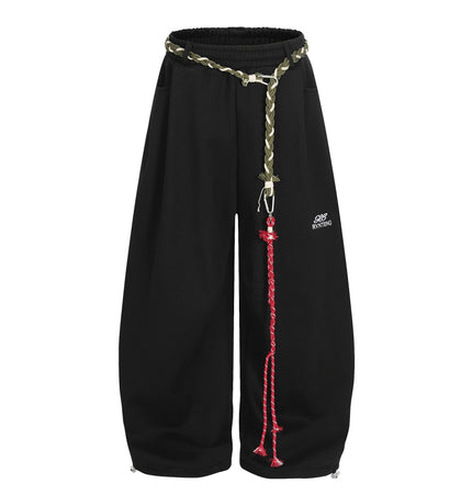 TALKLESSFASHION S / black Fleece Scimitar Wide-Leg Sweatpants