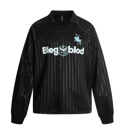 TALKLESSFASHION S / black Jersey Campus Lapel Polo Sweatshirt