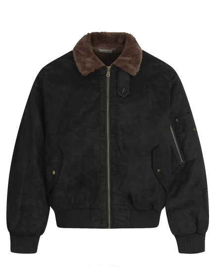 TALKLESSFASHION S / black Jiayiku Men's 2025 New Winter Warm Padded Jacket American Flight Jacket Old Money Style Suede Padded Jacket