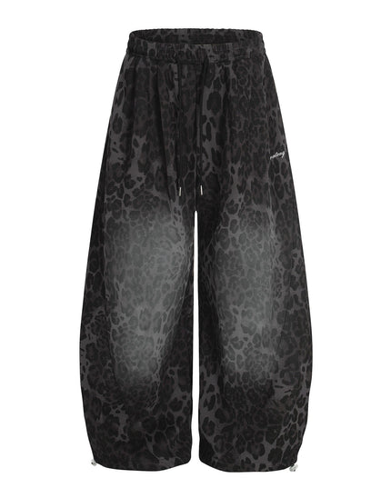 TALKLESSFASHION S / black Jiayiku trendy brand 2025 American retro leopard print sweatpants scimitar pants men's and women's vibe ruffians handsome loose wide-leg pants