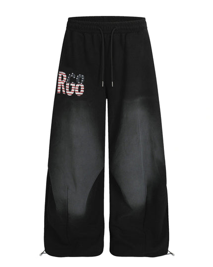 TALKLESSFASHION S / black Jiayiku trendy brand 2025 winter fleece sweatpants, American retro scimitar pants, sweatpants, men's and women's loose wide-leg pants