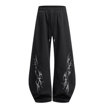 TALKLESSFASHION S / black Retro Scimitar Wide-Leg Sweatpants