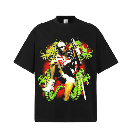 TALKLESSFASHION S / Black short sleeve 2026 Cross-border Playboi Carti Summer Cotton Short Sleeve T-Shirt Men's American Crew Neck Dropped Shoulder Couple Short Sleeves