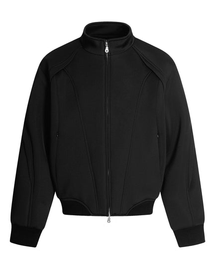 TALKLESSFASHION S / Black top Deconstructed High-Weight Zipper Sweat Set