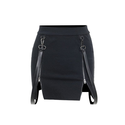 THETLSTUDIO S / black VO studio 2025 design sense black sexy double zipper bag hip slit gothic tight skirt female summer