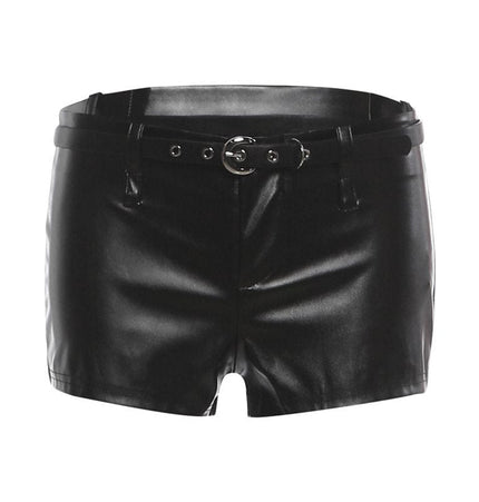 TALKLESSFASHION S / black VOstudio Cool Motorcycle Belt Shorts Feminine Hot Girl Low-Waisted Tight Hip Wrap Pants 2026 New