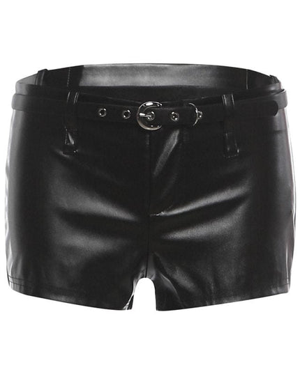 TALKLESSFASHION S / black VOstudio Cool Motorcycle Belt Shorts Feminine Hot Girl Low-Waisted Tight Hip Wrap Pants 2026 New