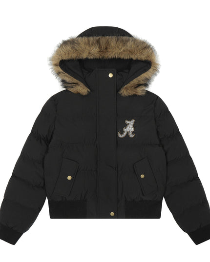 TALKLESSFASHION S / black Warm detachable fur collar hooded cotton jacket women's winter American retro casual thickened bread clothes manufacturer straight hair