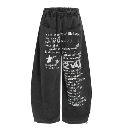 TALKLESSFASHION S / black Washed Scimitar Wide Sweatpants