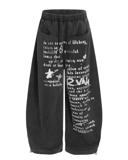 TALKLESSFASHION S / black Washed Scimitar Wide Sweatpants