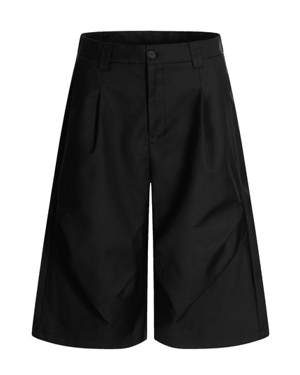 TALKLESSFASHION S / Black (without pendant) K338 American summer high-end versatile street trend deconstructed pleated design men's loose cropped casual trousers